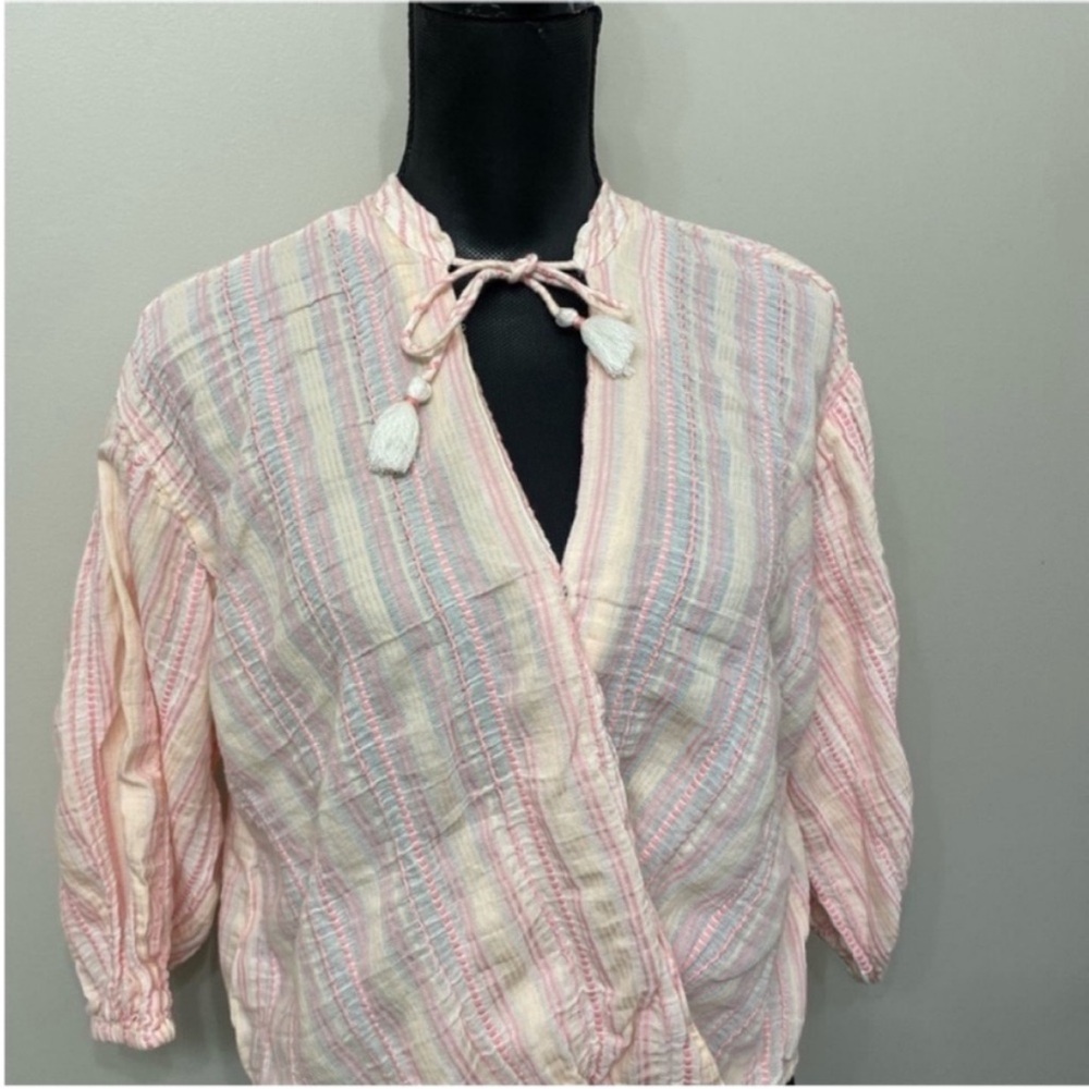 Lou & Grey Striped Pink and Orange Crop  Women's Top M